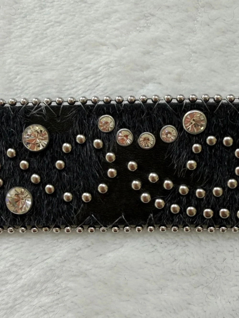 Nocona Rhinestone Western Cowgirl Leather Cowhide Studded Black Silver Belt XL